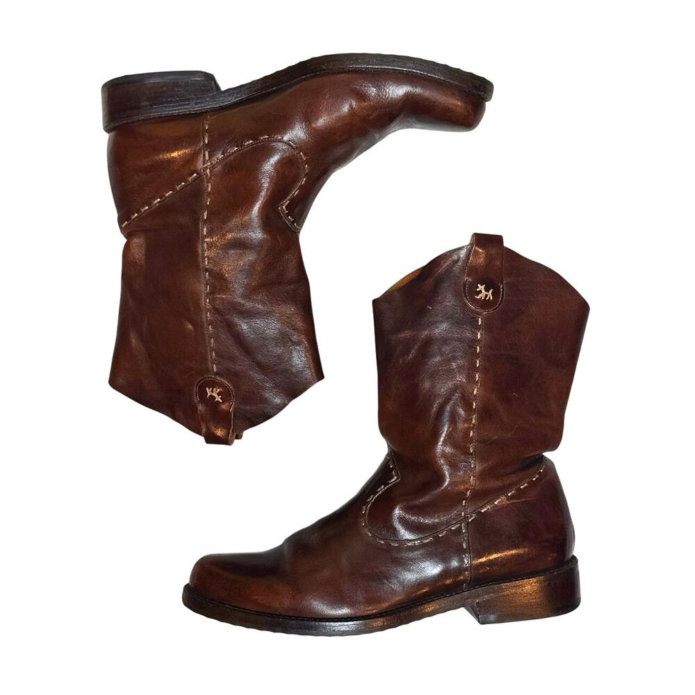 Vintage Barney New York Henry Cuir Made in Italy Brown Leahter Boots EU 35.5
